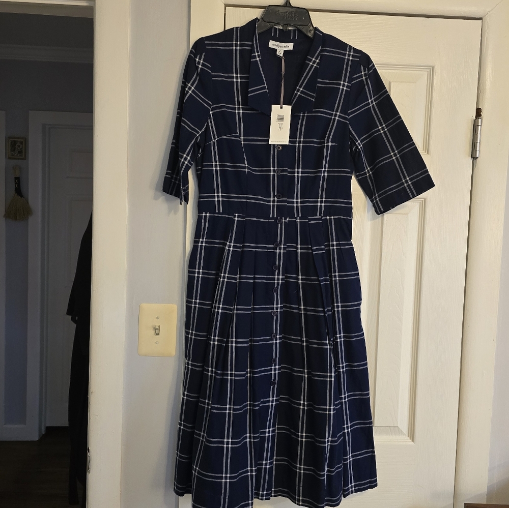 Emily and Fin Tilly dress in navy plaid - Picture 2 of 6